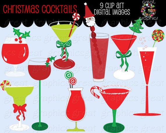 Christmas Clipart Drink Clipart Digital Christmas Invitation Clip Art Party Clipart Martini Clipart Printable - Instant Download Il_570xn