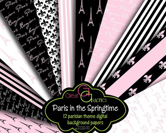 Paris Paper Pink Paris Digital Paper Paris Digital Paris Printable Eiffel Tower Paper Digital Invitation Paper - Instant Download Il_570xn
