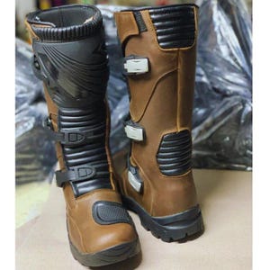 Men’s MX Off-Road Boots | Leather Adventure Motorcycle Riding Shoes | Touring Biker Boots