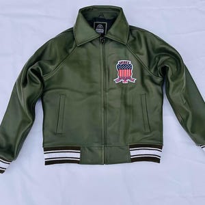 Men’s Avirex Jacket Olive Green USA New Real Cowhide Leather Jacket