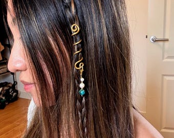 Accesorios de joyería y dijes en espiral para el cabello - signo zodiacal, cristales