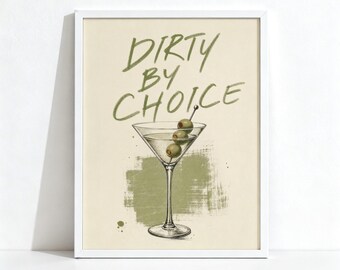 Dirty Martini Poster, Eclectic Bar Cart Decor, Cocktail Lover Wall Art, Physical Print 1247
