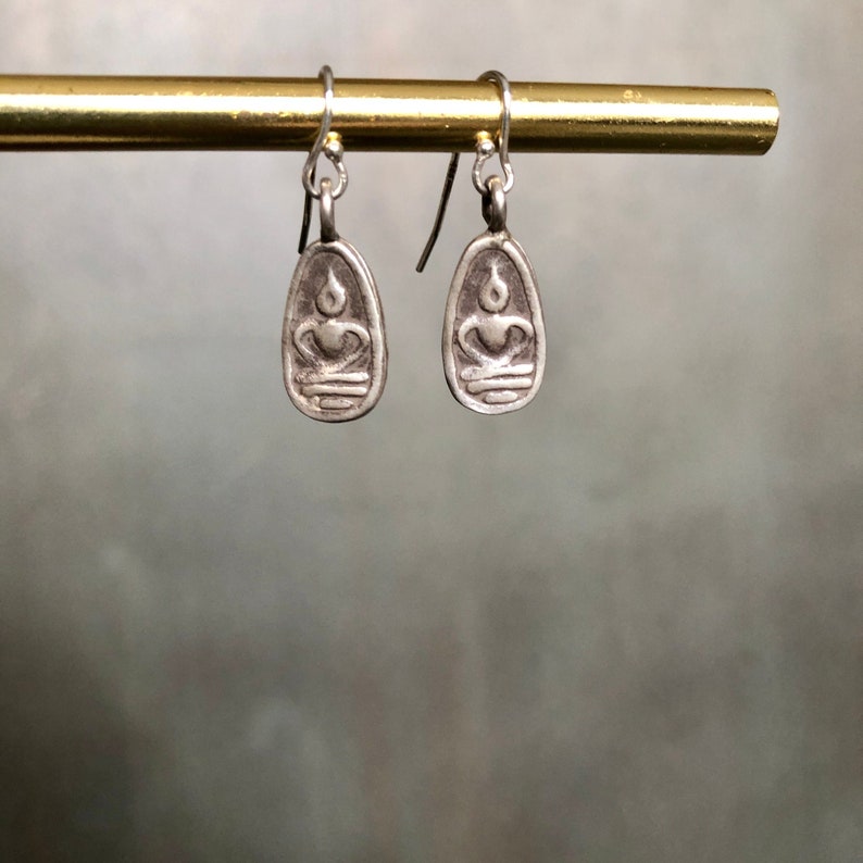 fine silver buddha earrings