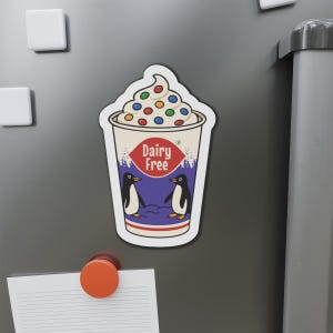Dairy Free Ice Cream Magnet - Retro 90s Vegan Fridge Decor | Plant Based Ice Cream Lover Gift | Fun Fast Food Design