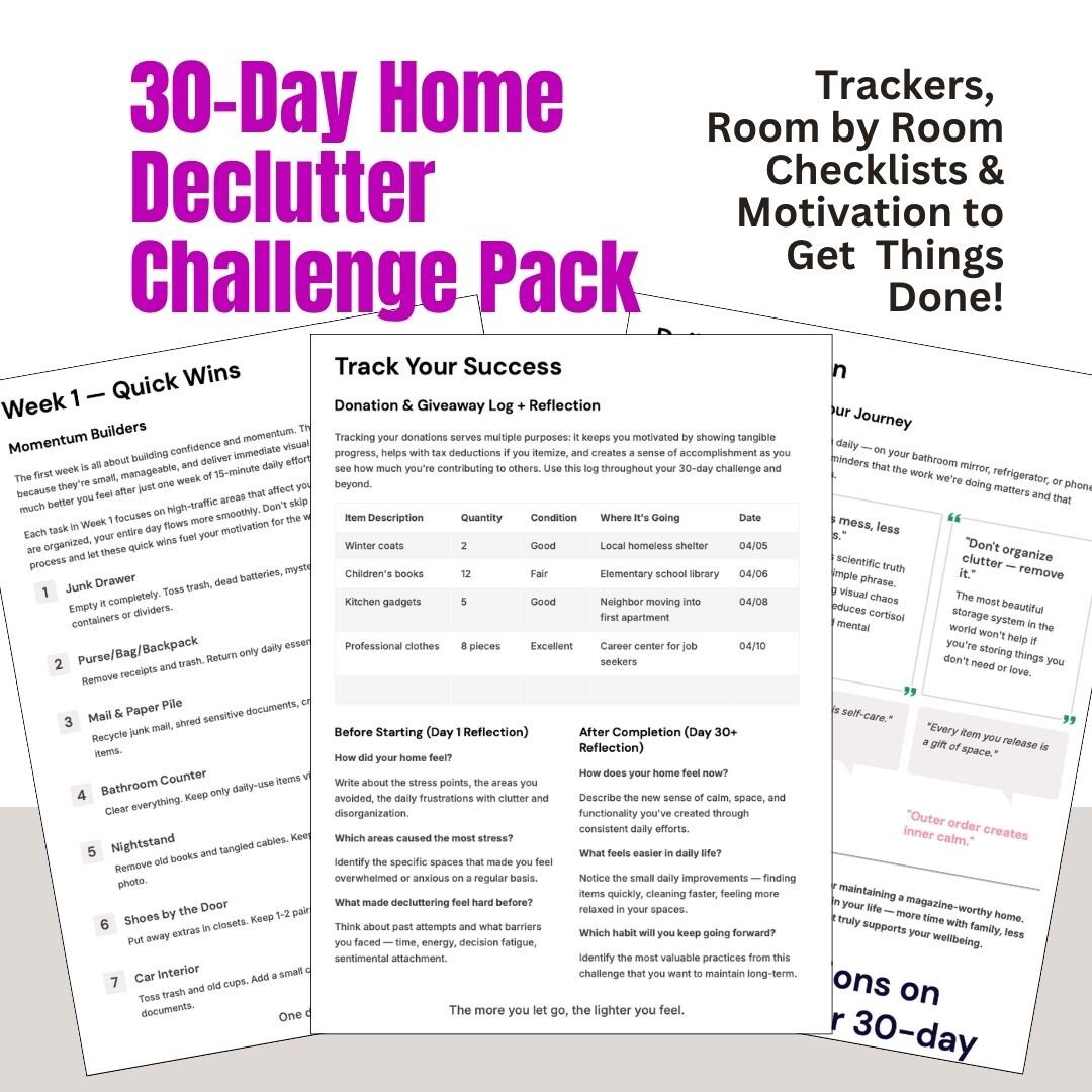 30-day Declutter Challenge for Moms: Home Organization Printable ...