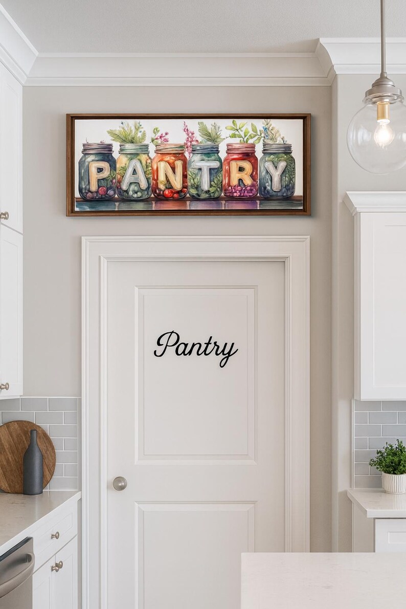 Pantry Jars Wall Art | Rustic Kitchen Decor - Etsy