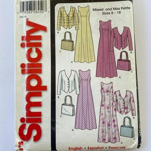 Simplicity 5637 Sewing Pattern, Misses&#39;/Miss Petite Dress, Jacket, and Purse, Size A (8 - 18), UNCUT