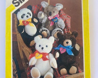 Simplicity 6142 Plush Stuffed Animals, 