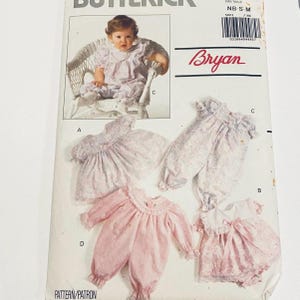 Uncut Butterick Sewing Pattern 5001, Baby Clothes to Sew, Infants&#39; Dress and Pants, Size Newborn Small Medium, Bryan, FF, 1990s Vintage