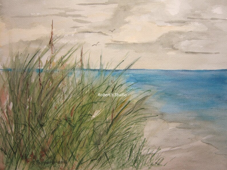 Beach Grass Print of Original Watercolor Painting Beach Etsy