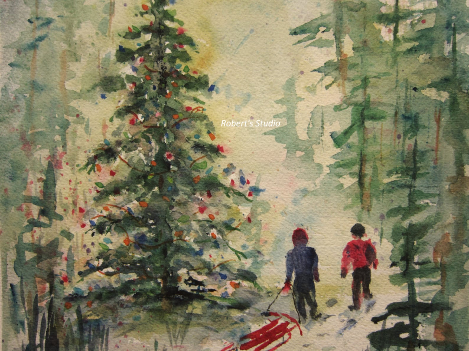 Christmas Painting Christmas Tree Print of Original Etsy