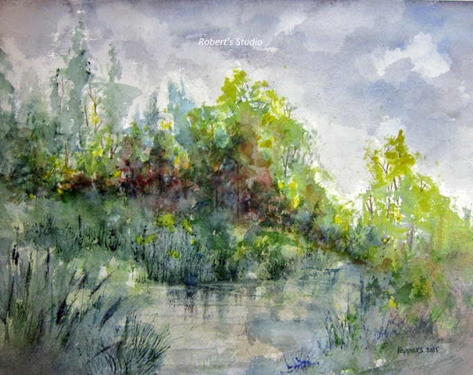 Original Landscape Watercolor Painting Scenic Nature Country Etsy