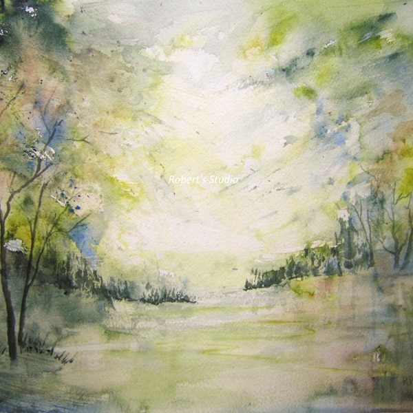Original Watercolor Landscape Painting - 11X15 - original art, watercolor art, watercolor painting