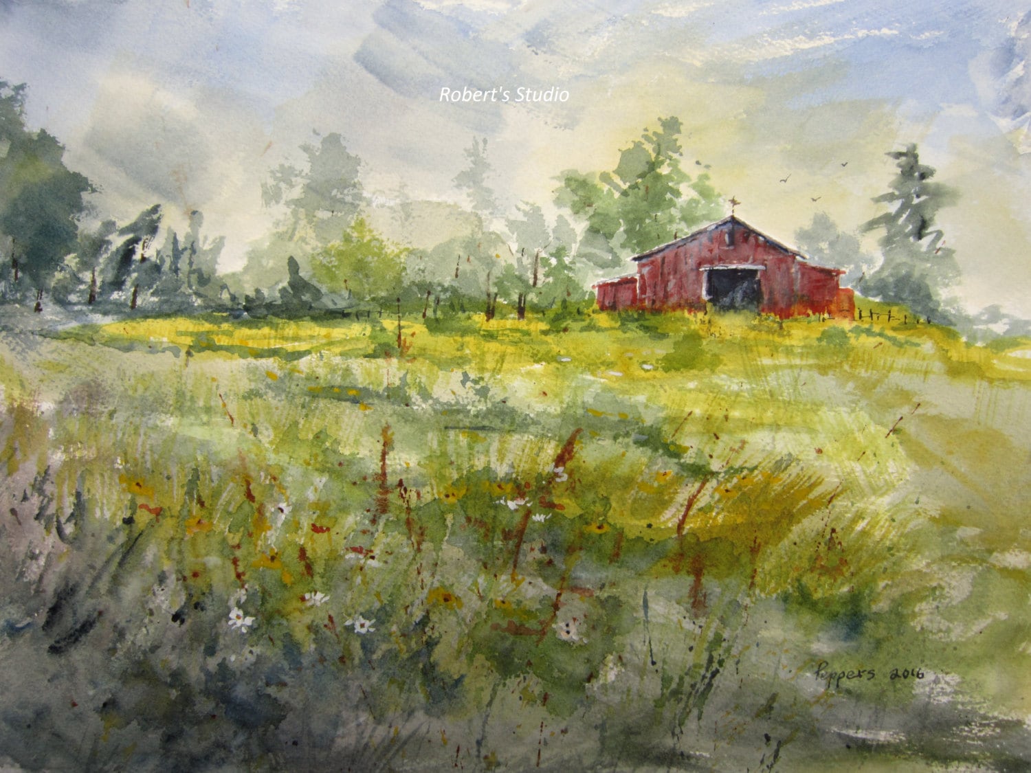 Watercolor Landscape Archival Print Country Landscape Etsy Singapore