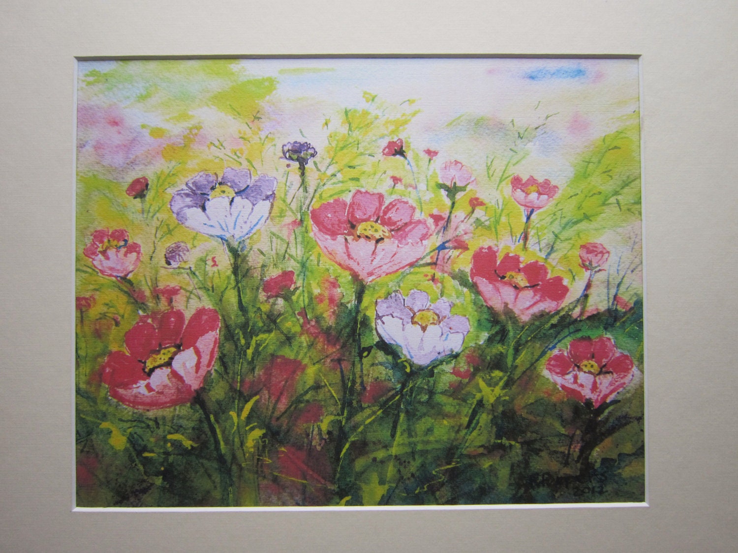 Flower Field watercolor print watercolor flowers flower | Etsy