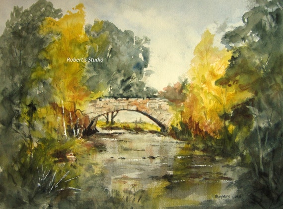 Impression Sur Toile Paysage Pont Forestier – Triptyque Art Mural Prêt à Accrocher