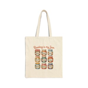 Reading is My Jam Tote Bag, Literary Gift, Book Lover&#39;s Tote, Reading Accessories, Eco-Friendly Bag, Gift for Bookworms Grocery Bag