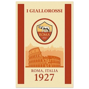 AS Roma Poster – I Giallorossi 1927 Vintage Print | Colosseum & Roma Crest Wall Art, Italian Football Fan Gift, Calcio Roma Decor