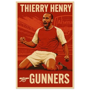 Thierry Henry Arsenal Poster – Vintage Gunners Wall Art Print – Iconic Football Legend Celebration – Retro Soccer Decor for Arsenal Fans