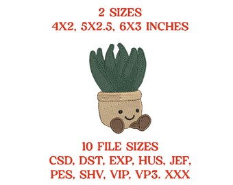 Archivo de diseño de bordado de planta de aloe vera kawaii