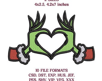 Archivo de diseño de bordado de manos de corazón navideño