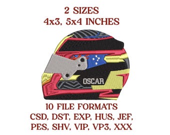 Archivo de diseño de bordado del casco de Oscar Piastri