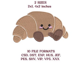 Archivo de diseño de bordado de croissant kawaii