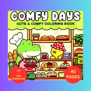 Comfy Days Coloring Book |Coco Wyo Coloring PDF + PNG, Cute Cozy Animal Coloring Pages | Printable Relaxation for All Ages, Digital Download