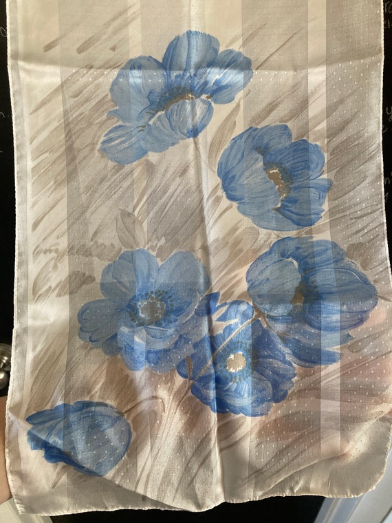 Vintage Gray and Blue Floral Scarf