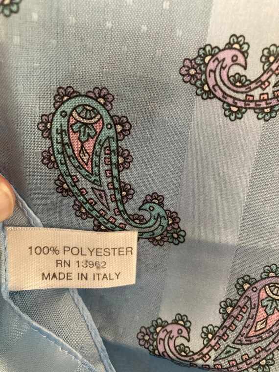 Vintage Baby Blue Paisley Print Headscarf /Scarf Gem
