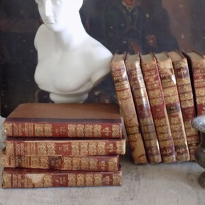 Shabby Antique Leatherbound Books. Instant Library. Vintage Book Set. Home Decor.