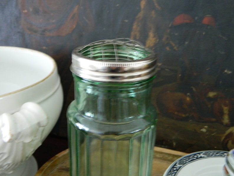 Vintage Green Glass Jar With Lid. Kitchen Canister. Home Etsy