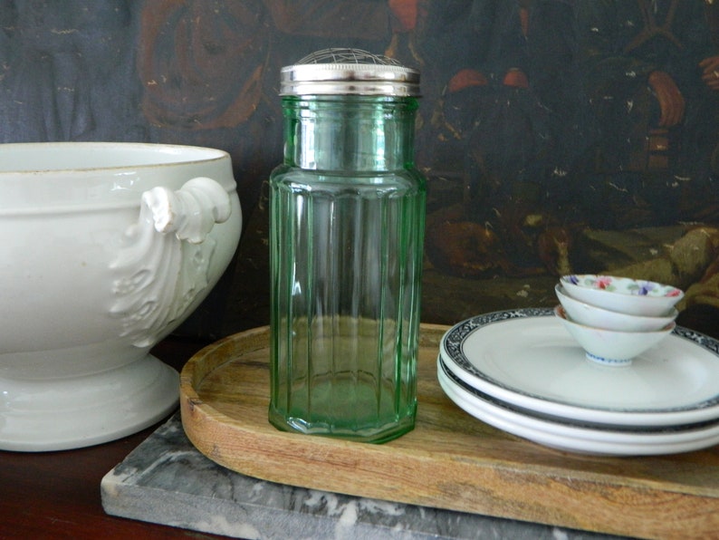 Vintage Green Glass Jar With Lid. Kitchen Canister. Home Etsy