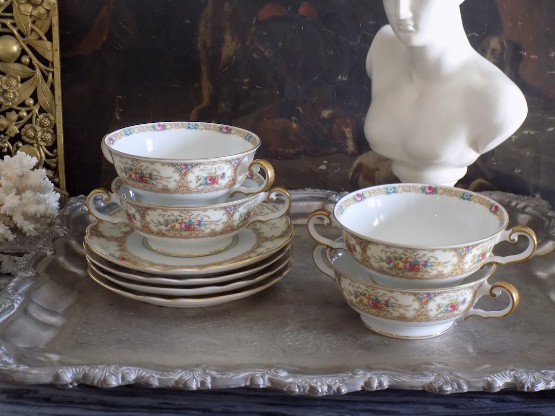 Set of Antique Bavaria Soup Bowls With Plates. Paul Muller Etsy