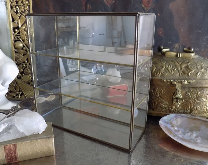 Vintage Glass Curio Display Box. Antique Brass. Home Decor. Etsy