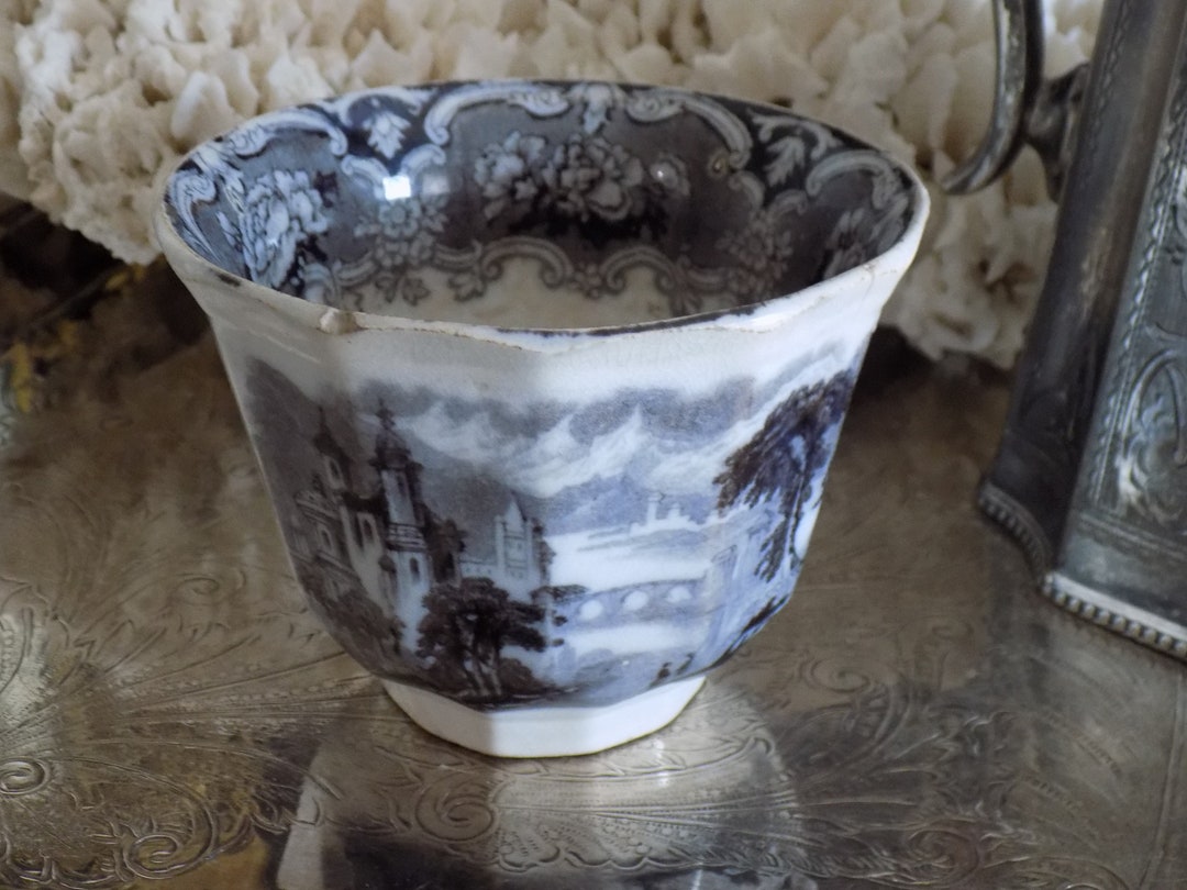 Transferware Antique Black and White Transferware Ironstone Cup. Circa 1880. Antique ...