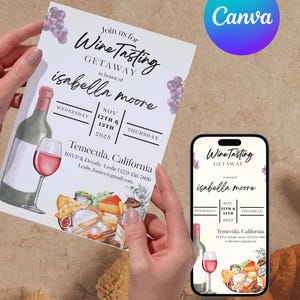Wine Tasting Getaway Invitation | Vineyard Trip, Winery Weekend, Bachelorette or Girls’ Trip Invite