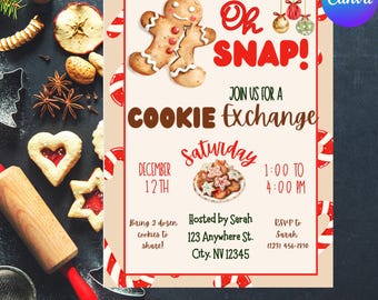 Inbjudan till kakbyte för högtider | Oh Snap-julfest | Inbjudan till kakbyte (digital nedladdning)