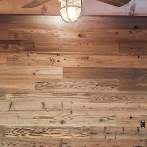20 Sq Ft - Reclaimed Wood Planks - Gold/Brown mix - Tongue & Groove - Sequoia Sunrise –Rustic Wood Walls and Ceilings - 3/8&quot; Thick x 5&quot; Wide
