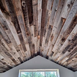 20 Sq Ft - Reclaimed Wood Planks - Gray/Brown mix - Tongue & Groove - Sequoia Sunset – Rustic Wood Walls and Ceilings - 3/8&quot; Thick x 5&quot; Wide