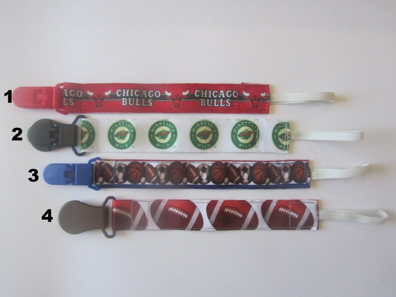 Nuk clipspacifier clipsbinki clipsoothieinfant pacifier clips MN Wild Bulls Sports Football