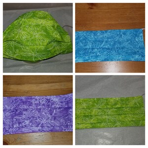 Masque facial réutilisable en tissu, taille adulte, lavable 100 % coton, deux couches, boucles d&#39;oreilles élastiques, libellule violet, turquoise ou vert vif