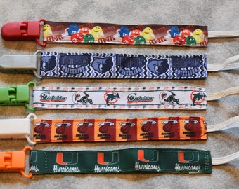 Nuk clips/pacifier clips/binki clip/soothie/infant pacifier clips M1 Colorful Candies Grizzlies Dolphins Heat Hurricanes