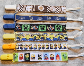 Nuk clips/pacifier clips/binki clip/soothie/infant pacifier clips M2 Milk and Cookies Milwaukee Brewers Mini Heroes