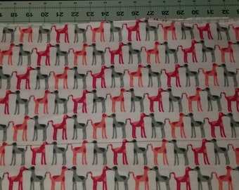 Pink and Grey Dogs in a Row on a Light Pink Background Snuggle Flannel Fabric 100% Cotton Flannel Fabric By The Yard