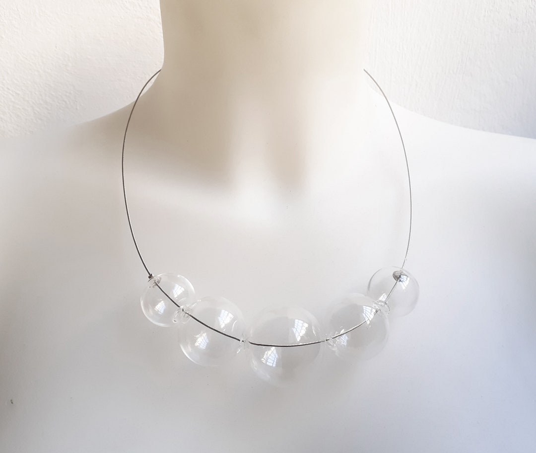 Bubble Necklace Glass Bubble Necklace Glass Blown Clear Etsy