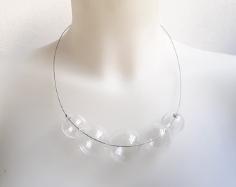 Bubble necklace - glass bubble necklace - glass blown clear necklace -chunky necklace