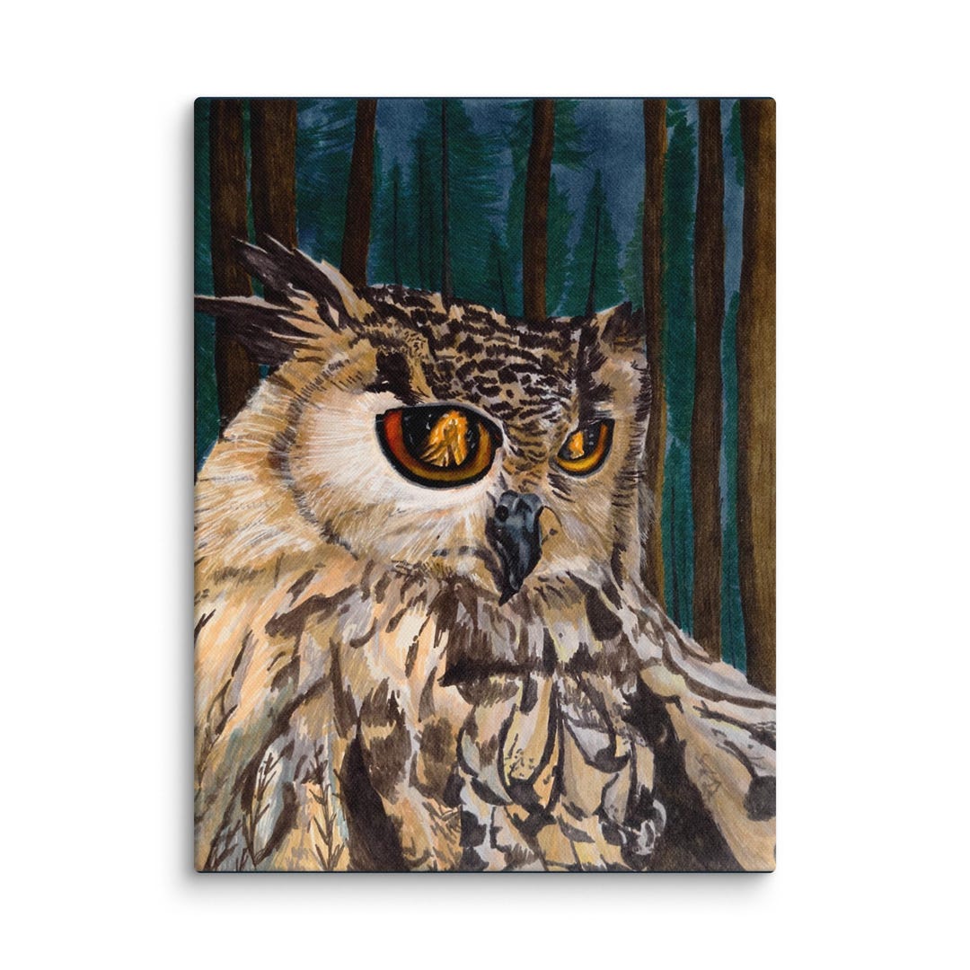 Great Horned Owl Wall Art Canvas Print - Etsy
