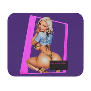 Alfombrilla de ratón de anime "Pídeme más fuerte, papá" / Ilustración provocativa en bikini, fondo morado