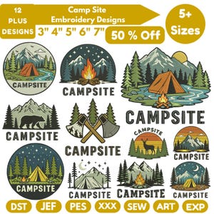 Camping Machine Embroidery Designs Campfire Embroidery Designs Happy Campers 5+Sizes Camping Trailer Embroidery Pattern Pes File Download